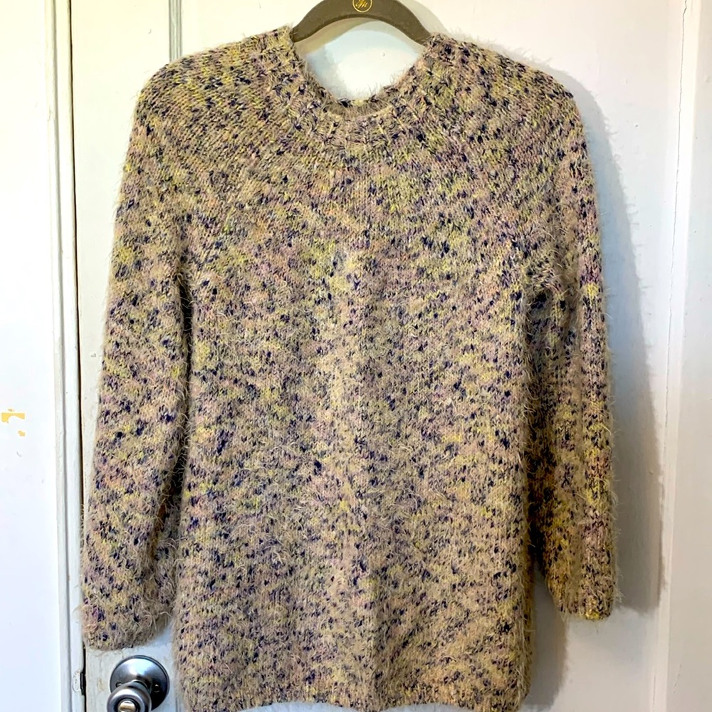 Lou & Grey Plush knit sweater, mixed pattern, oversized